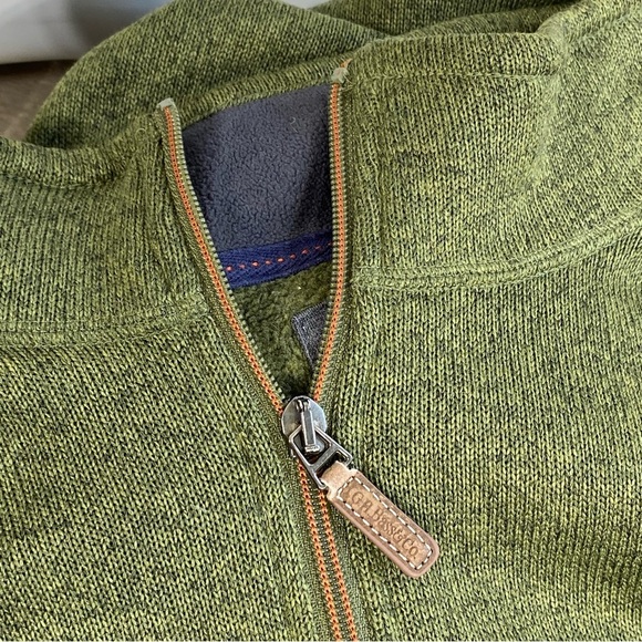 G.H.Bass & Co Men’s Army Green Zipped Collar  Pullover - Picture 6 of 7